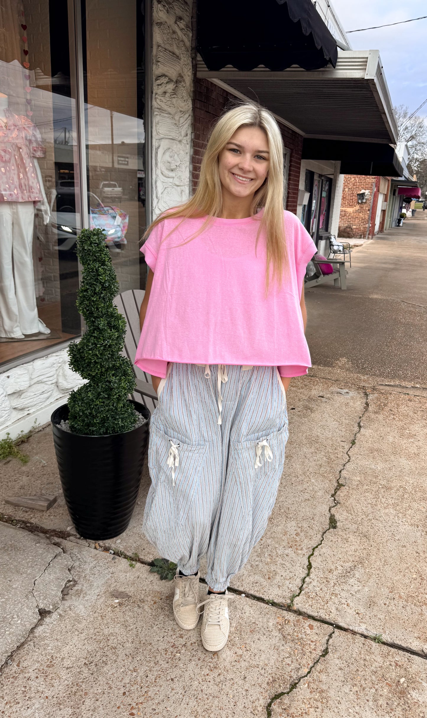 Striped Cargo Pocket Pants