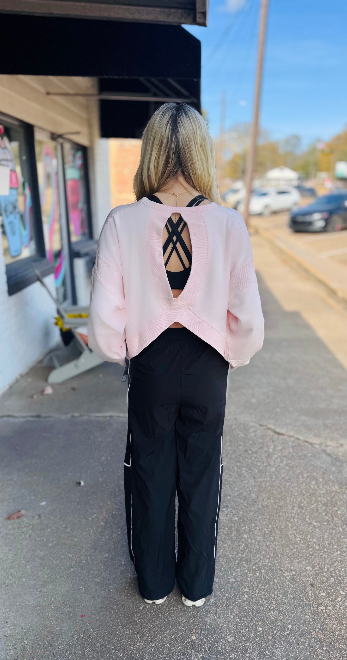 Pink Cross Back Sweatshirt