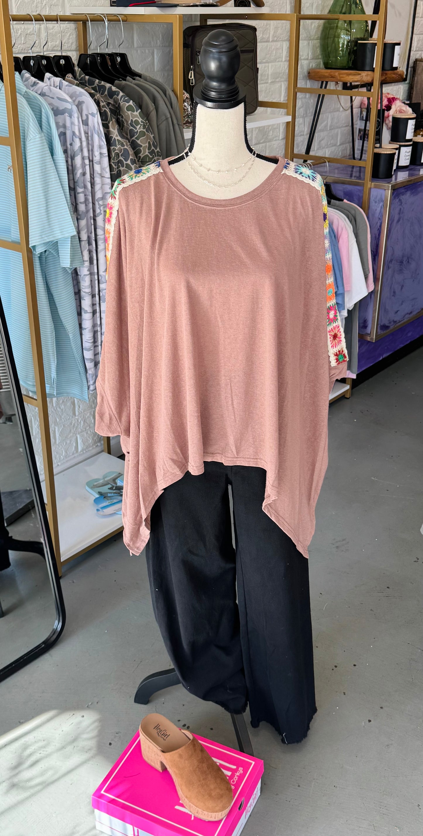 Mocha Crochet Top - Plus