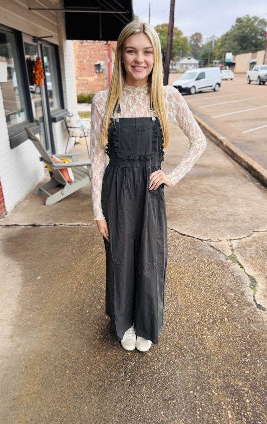 Lace Trim Overalls
