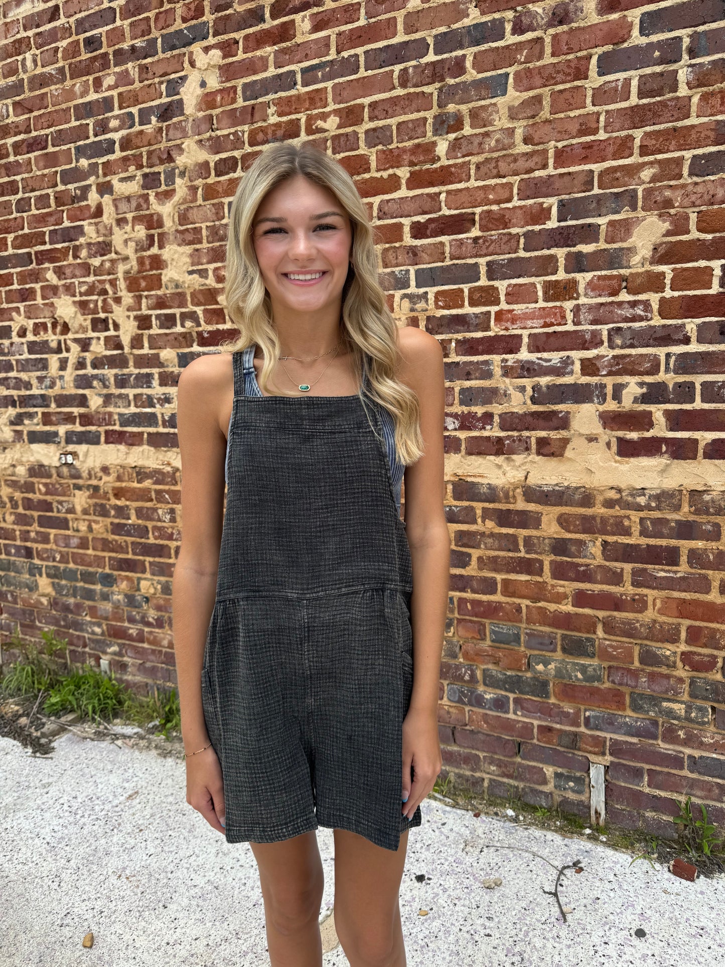Washed Black Romper