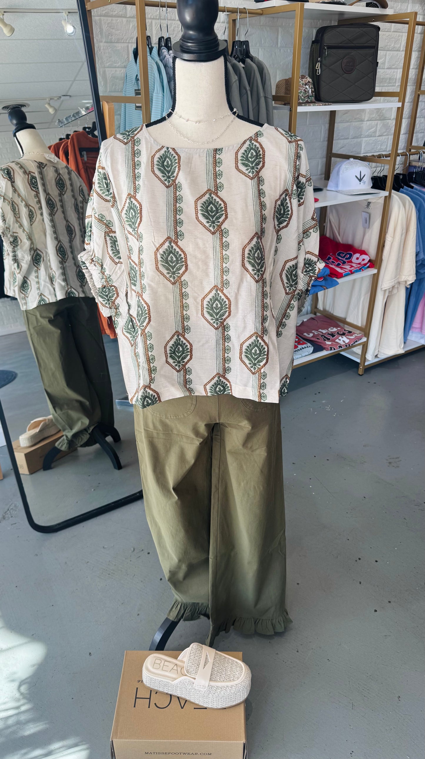 Olive Ruffle Hem Pants