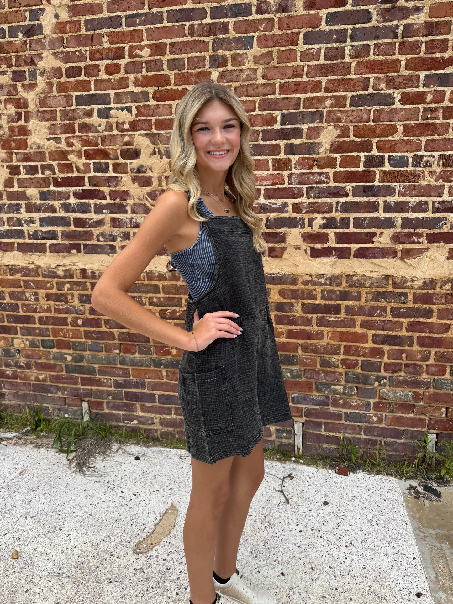 Washed Black Romper