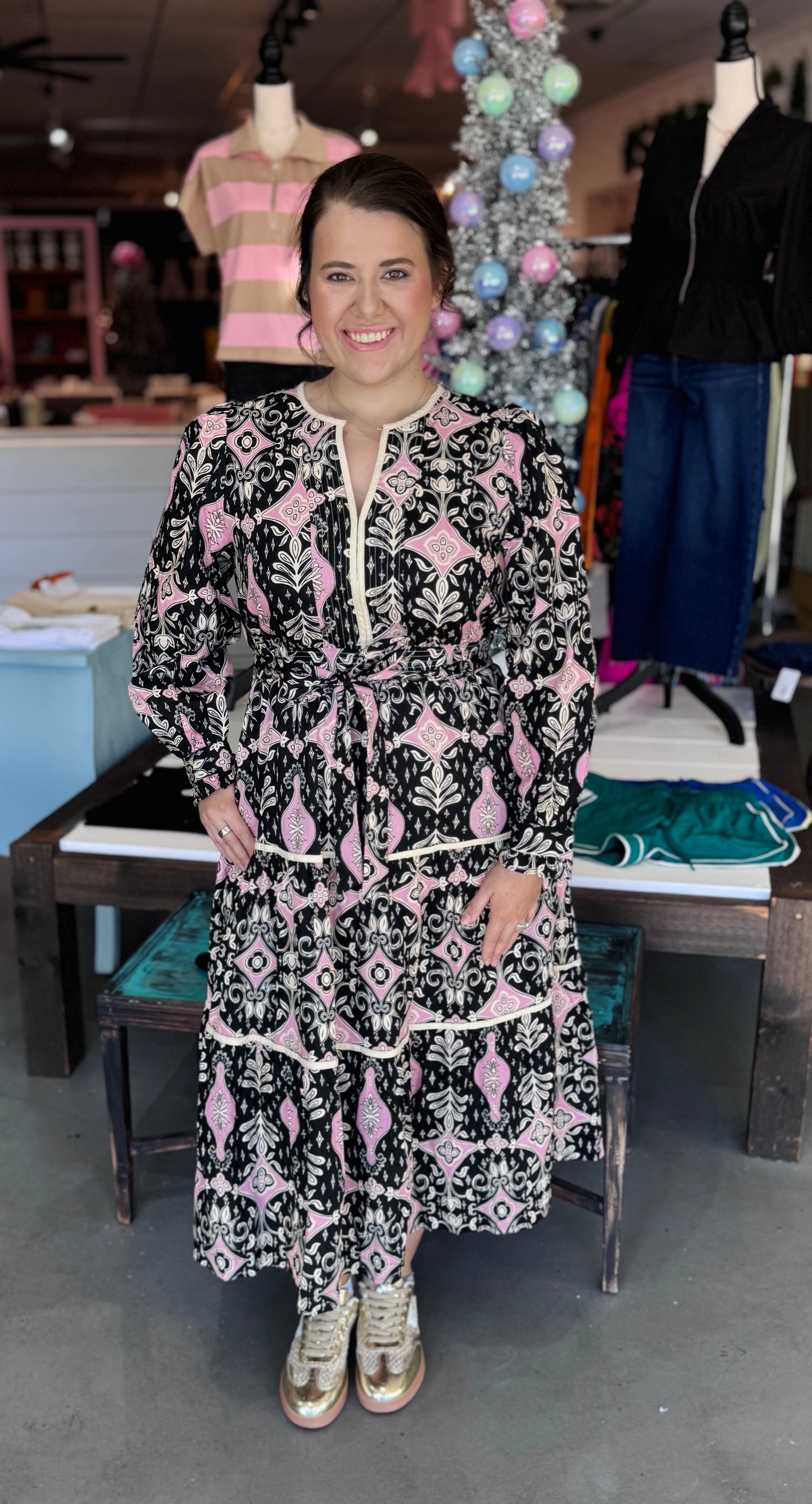 Midnight Bloom Midi Dress