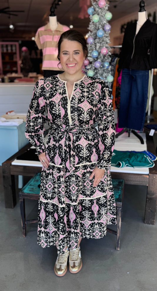 Midnight Bloom Midi Dress