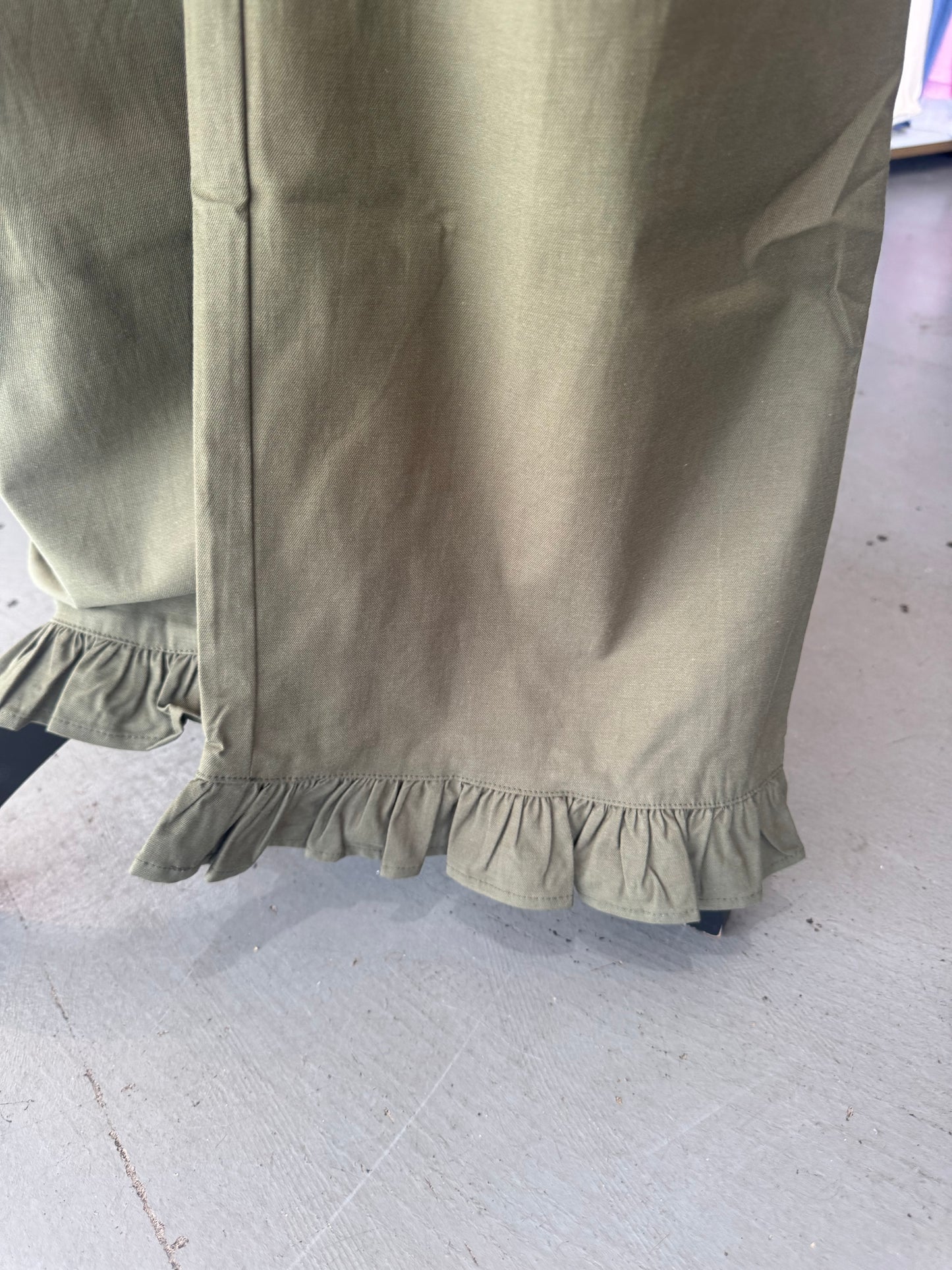Olive Ruffle Hem Pants