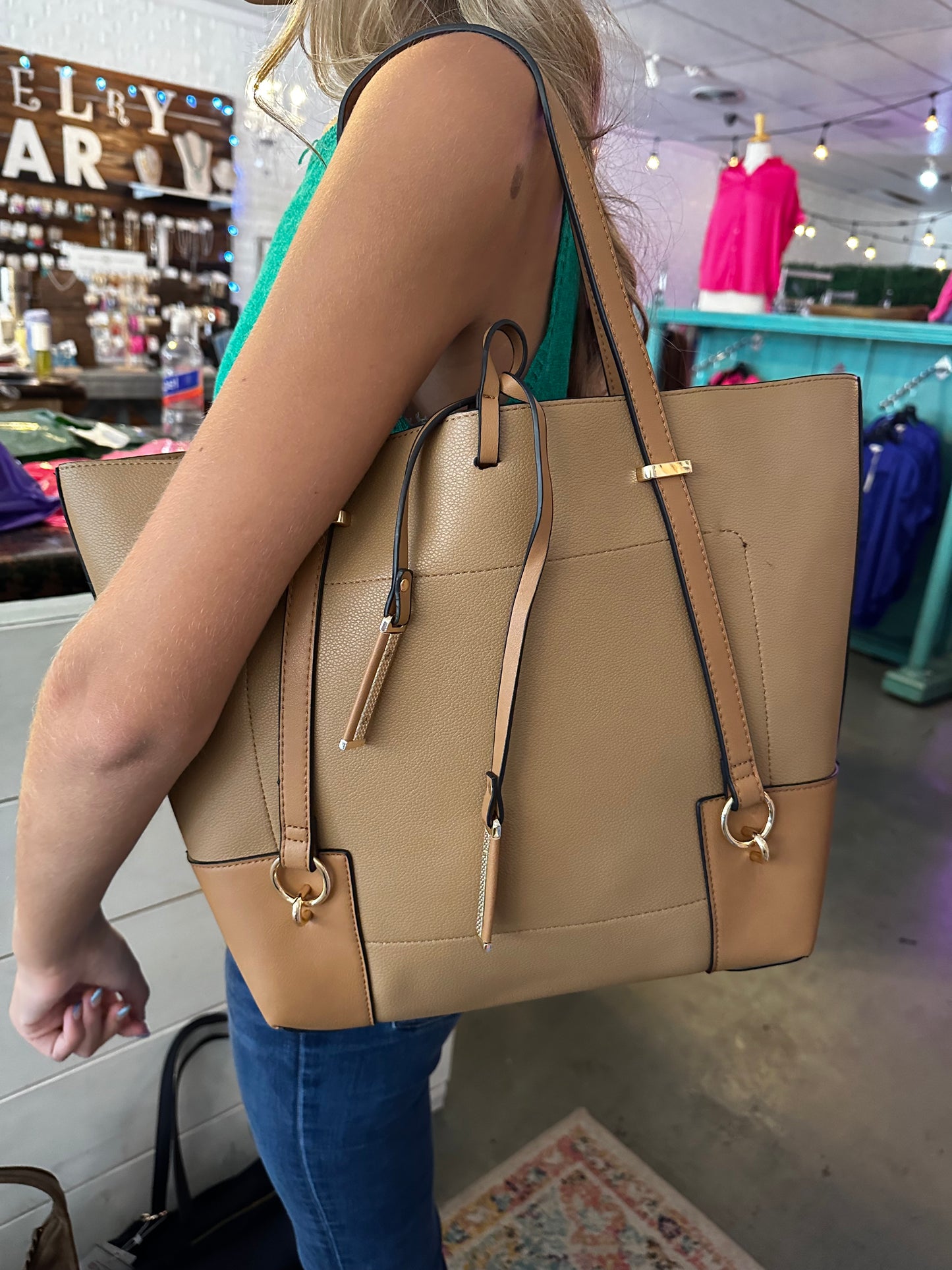 Tan tote bag