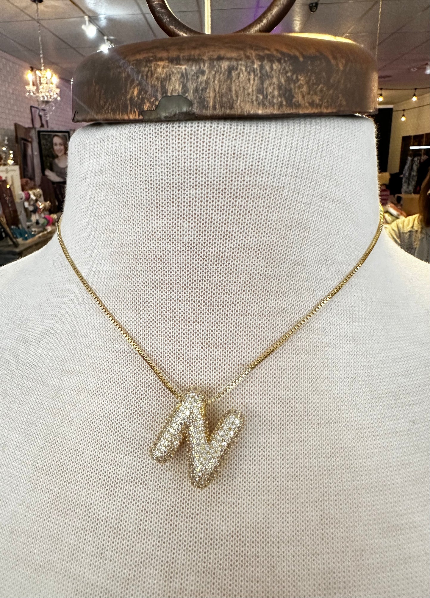 Bubble initial necklace