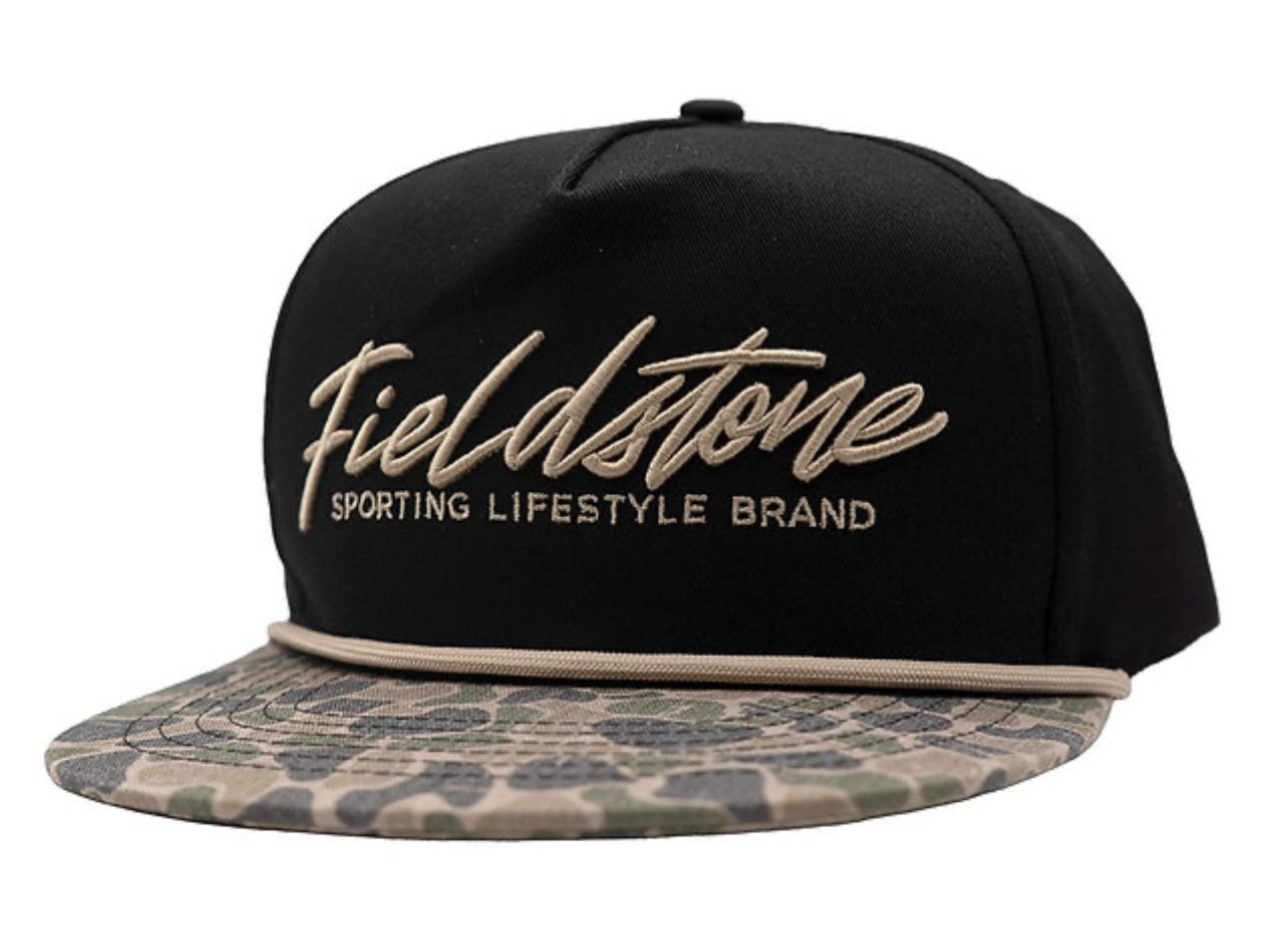 Black w/ Camo Bill Script Logo Cap
