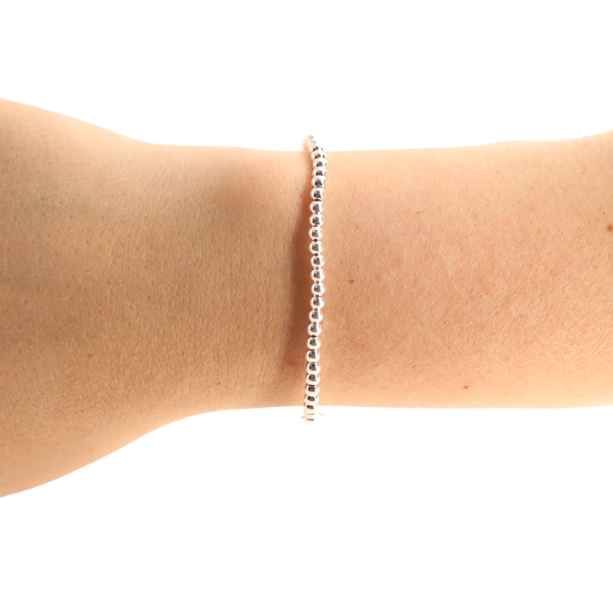 3mm Silver Beaded Bracelet