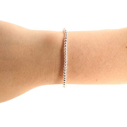 3mm Silver Beaded Bracelet