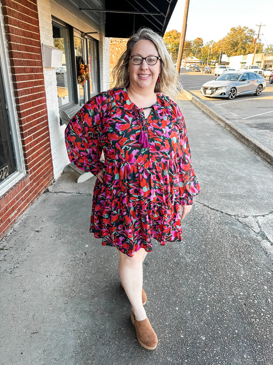 Multi floral dress-plus