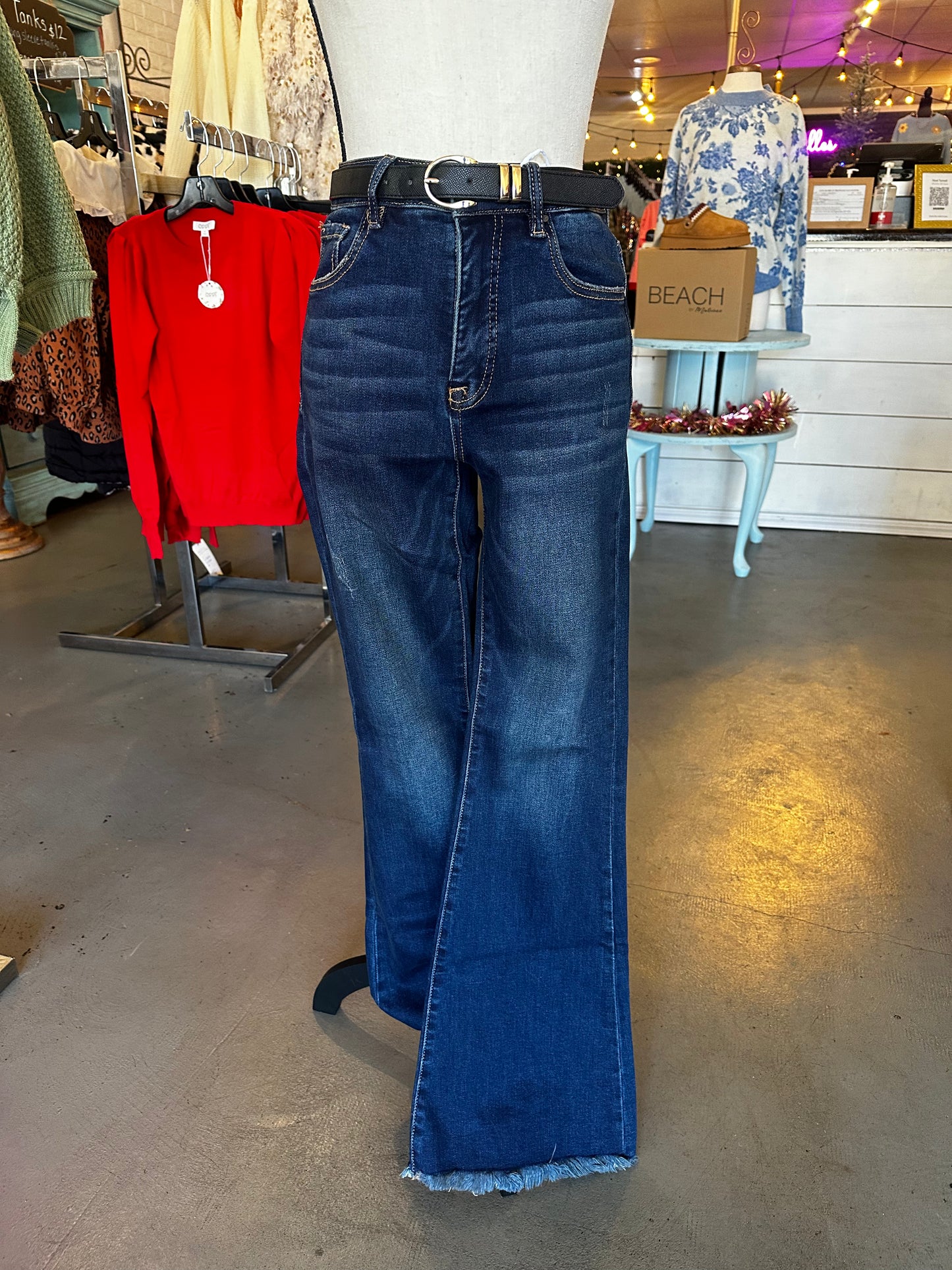 Dark flare denim/w belt