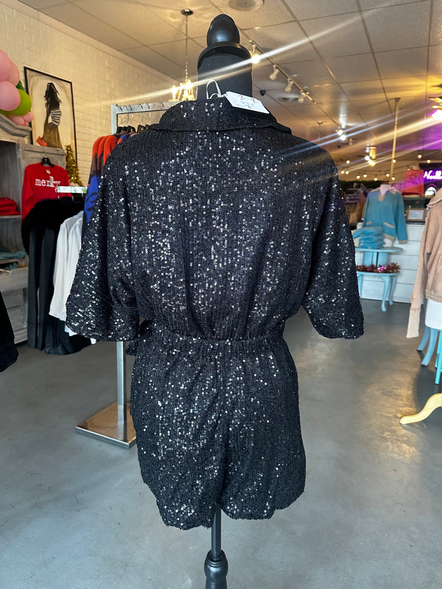 Black sequin romper
