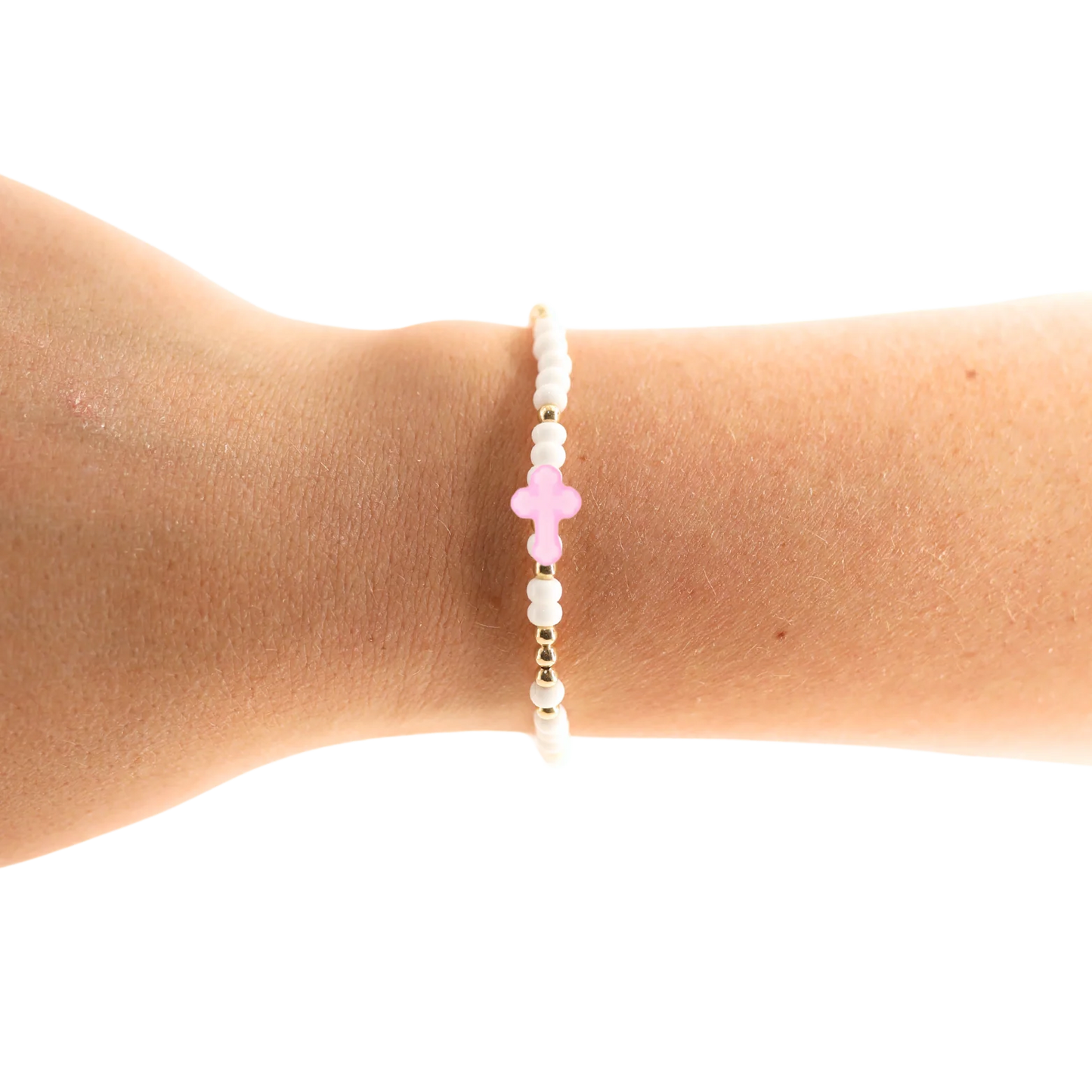 Pink Cross Sprinkle Bracelet-Kids
