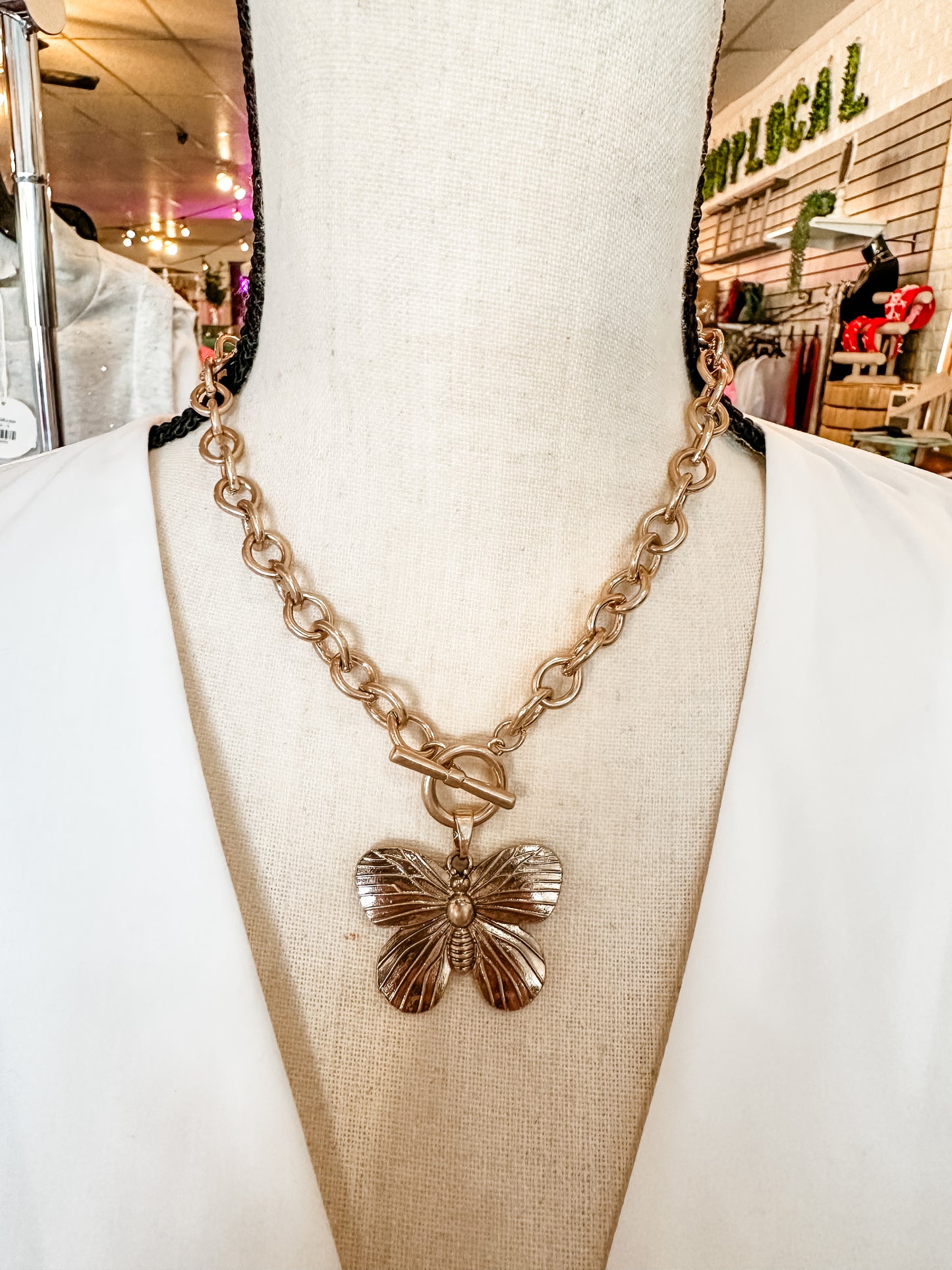 Butterfly necklace-gold