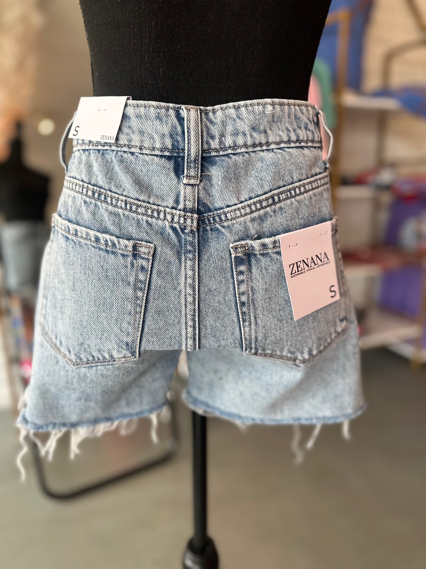 Light Wash Cut Off Shorts