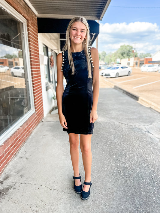 Velvet & pearls dress