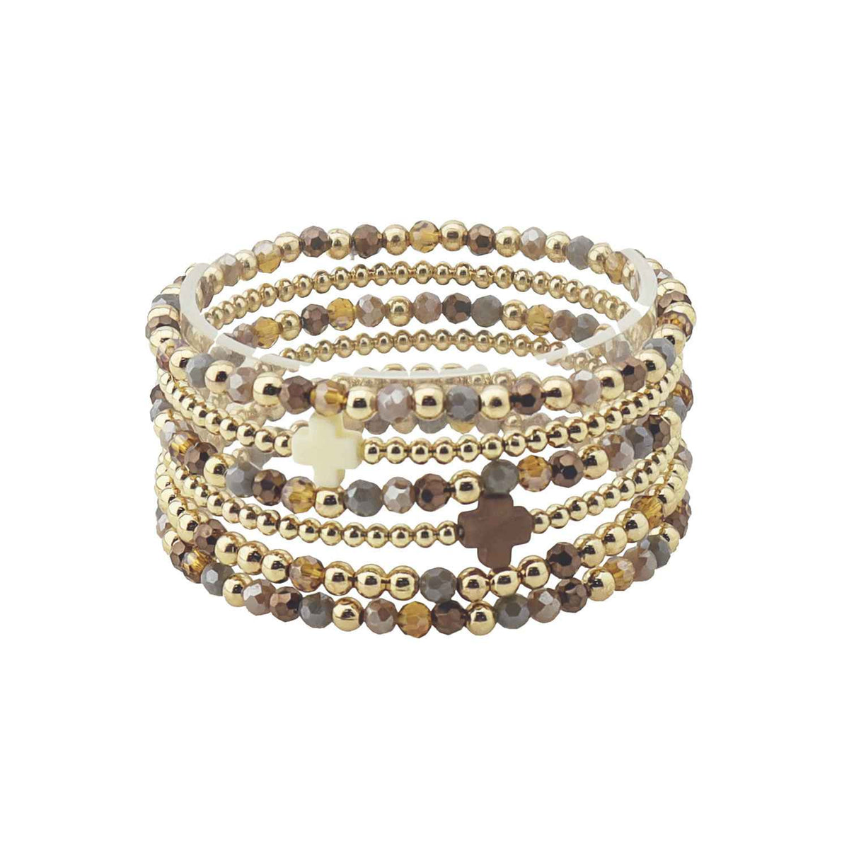 Brown Set of 6 Stretch Bracelets