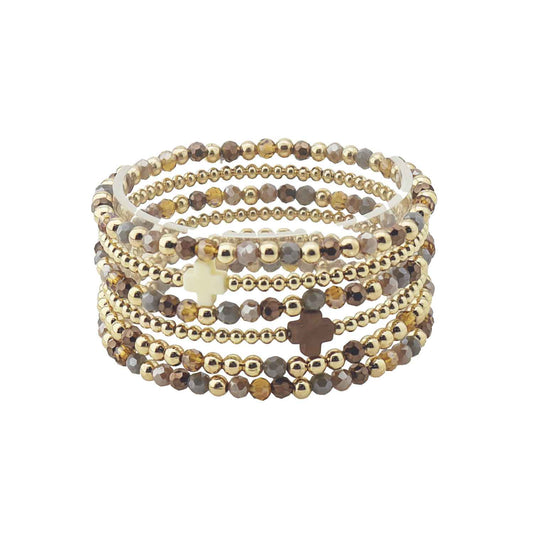 Brown Set of 6 Stretch Bracelets