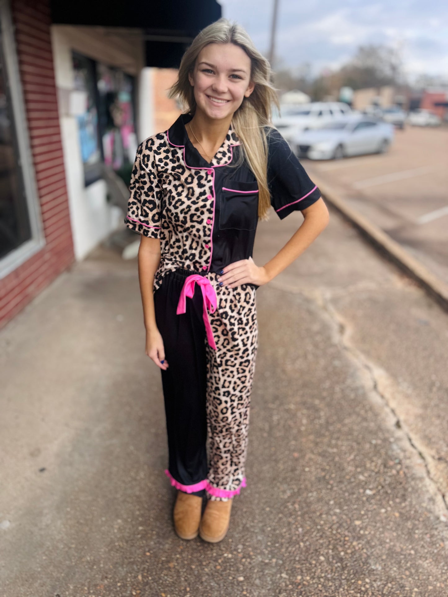 Leopard Ruffle Pajama Set