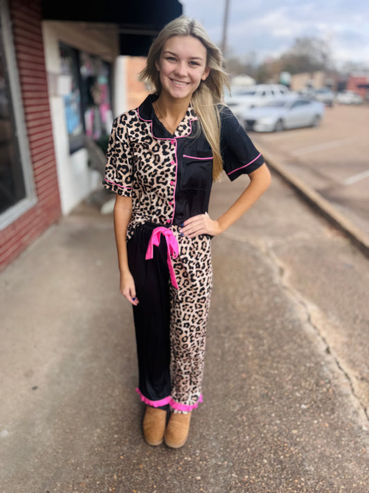 Leopard Ruffle Pajama Set