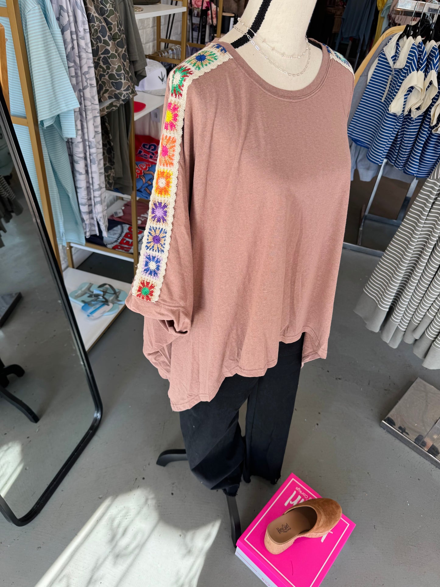 Mocha Crochet Top - Plus