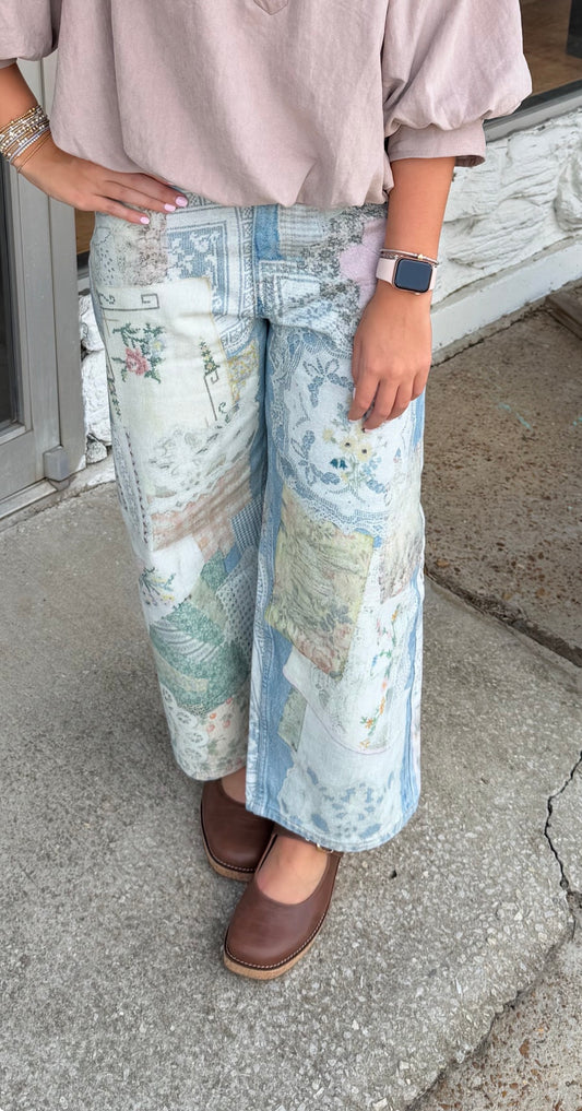 Patchwork Denim Pants