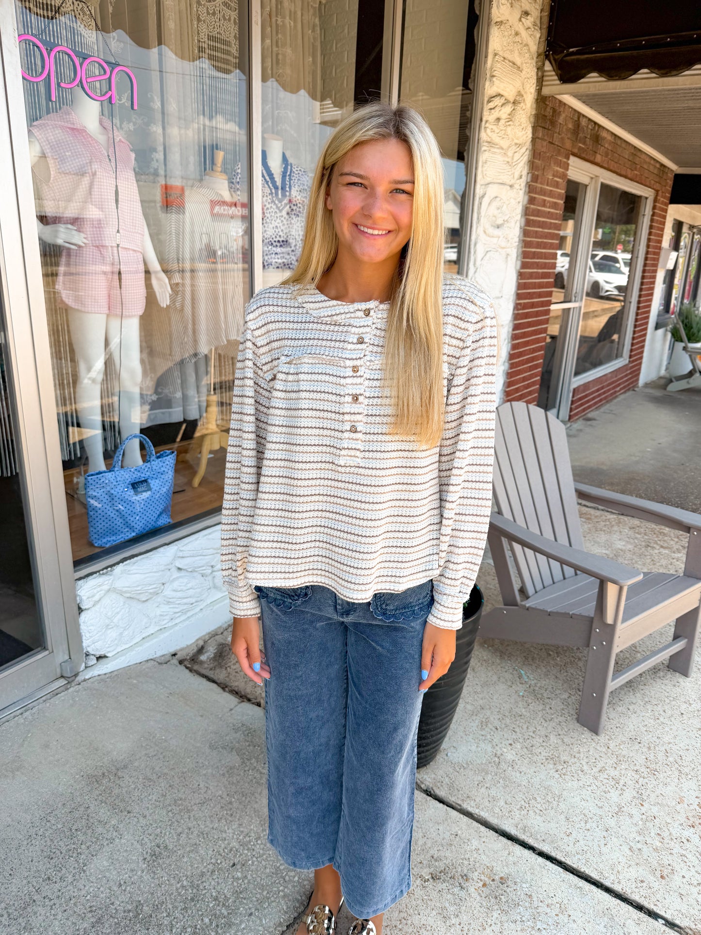 Mocha Sky Stripe Top