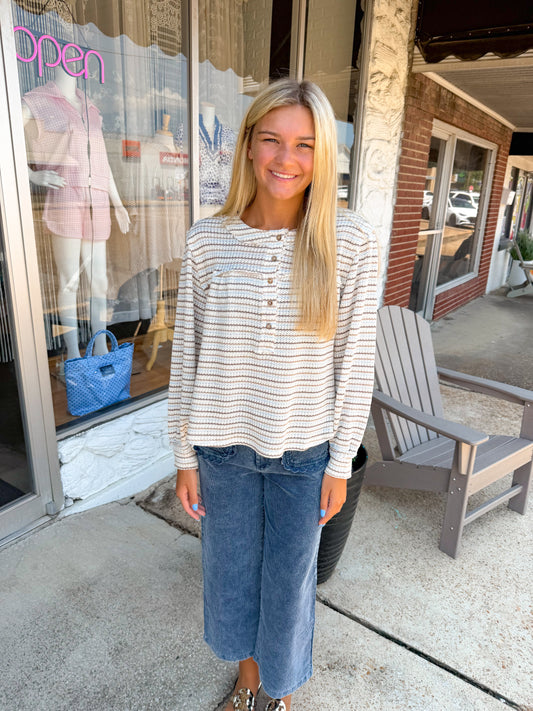 Mocha Sky Stripe Top