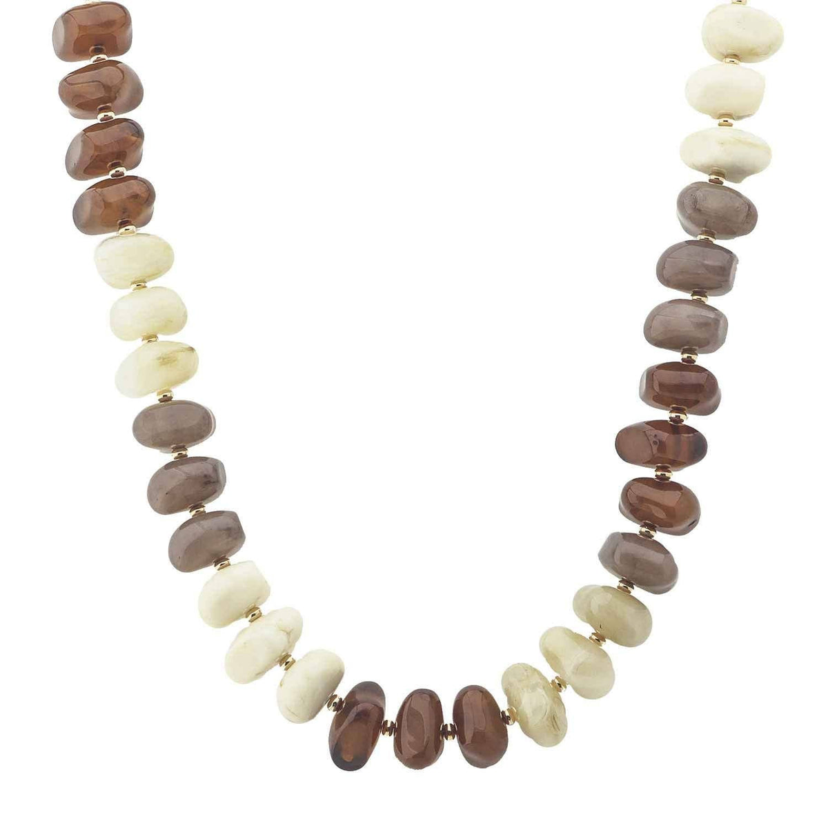 Brown and Natural Oval Beaded Necklace