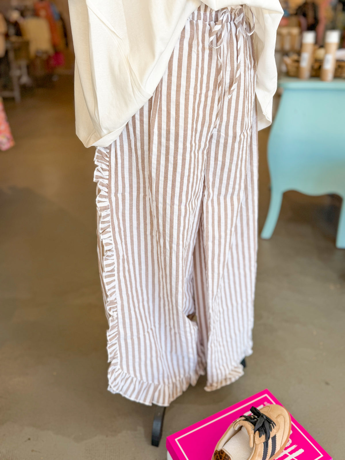 Breezy Stripe Ruffle Pants