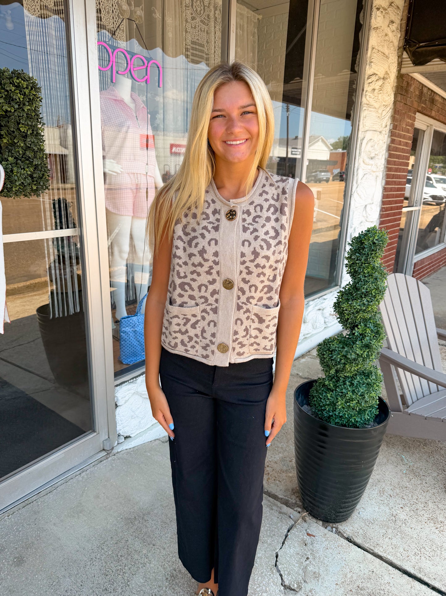 Cheetah Thoughts Sweater Vest