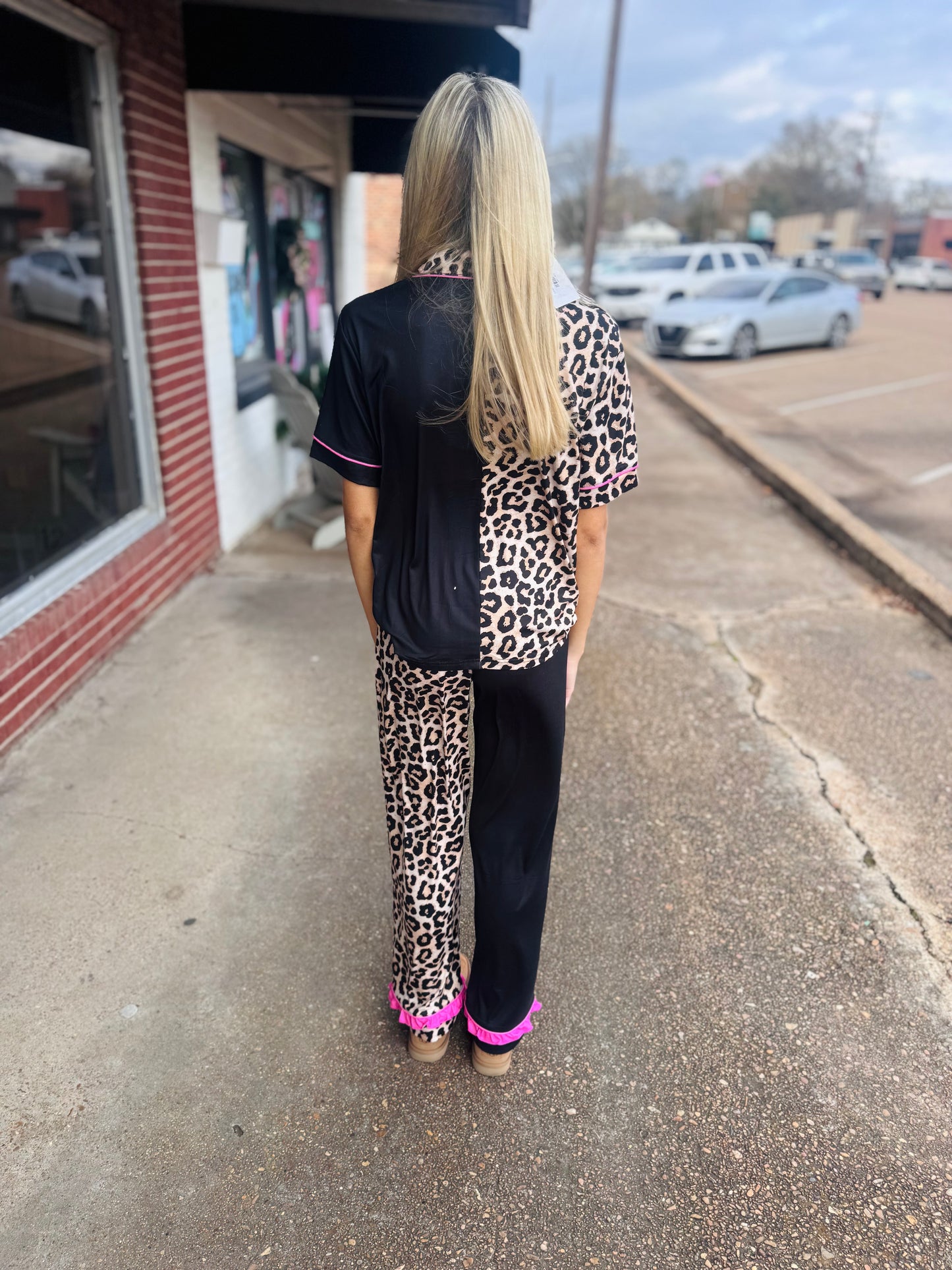 Leopard Ruffle Pajama Set