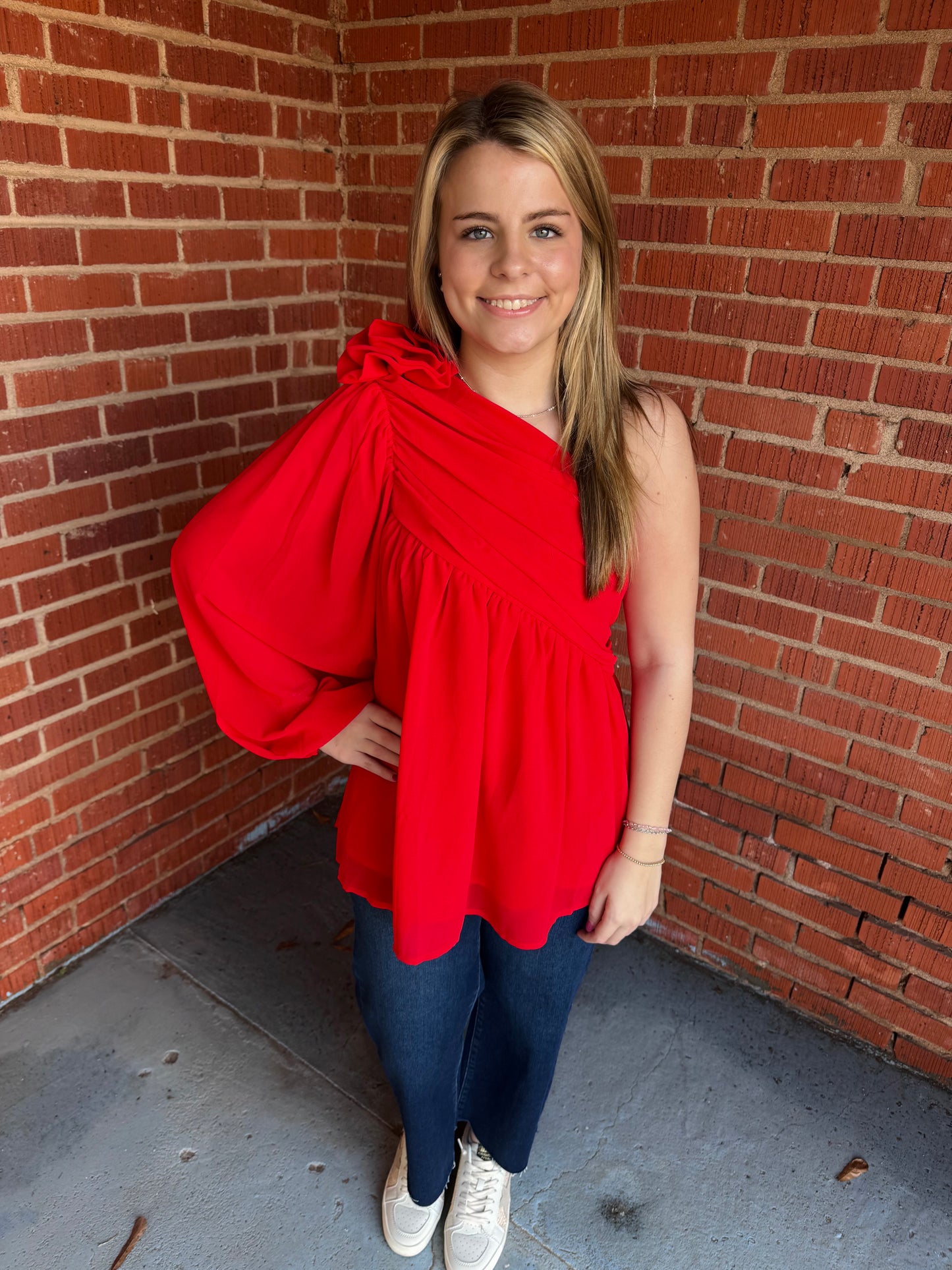 One Shoulder Flower Top