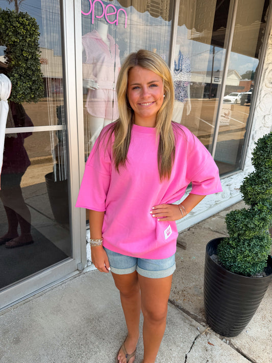 Lulu Mac Bubblegum Terry Cloth Top