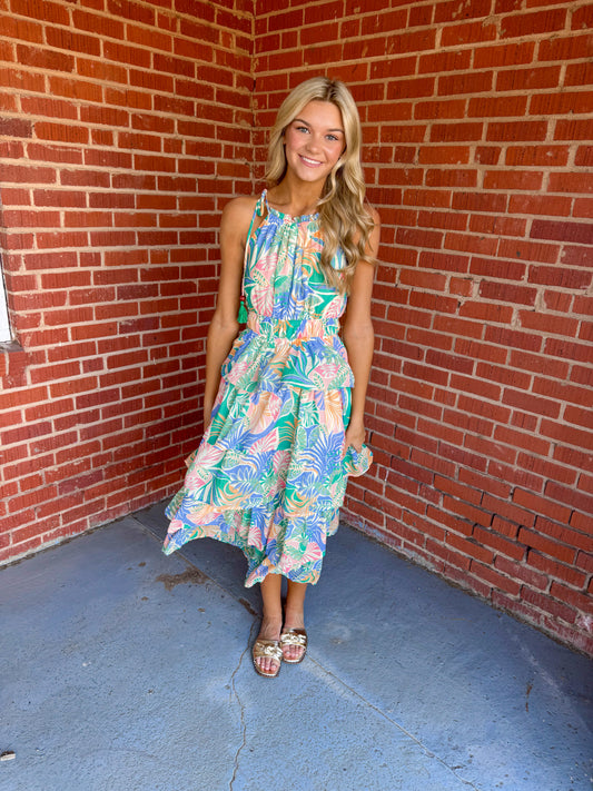 Tropical Bloom Midi Dress