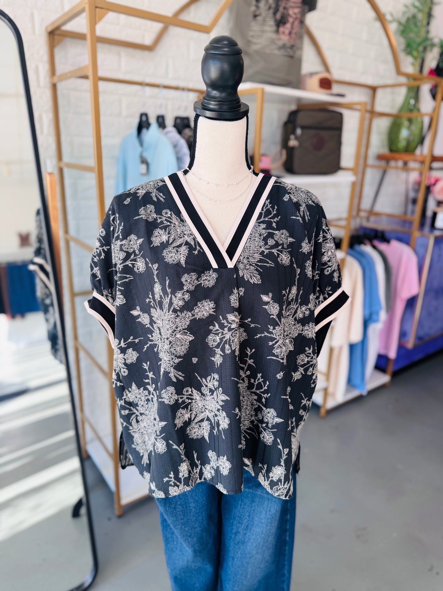 Black Floral Blouse
