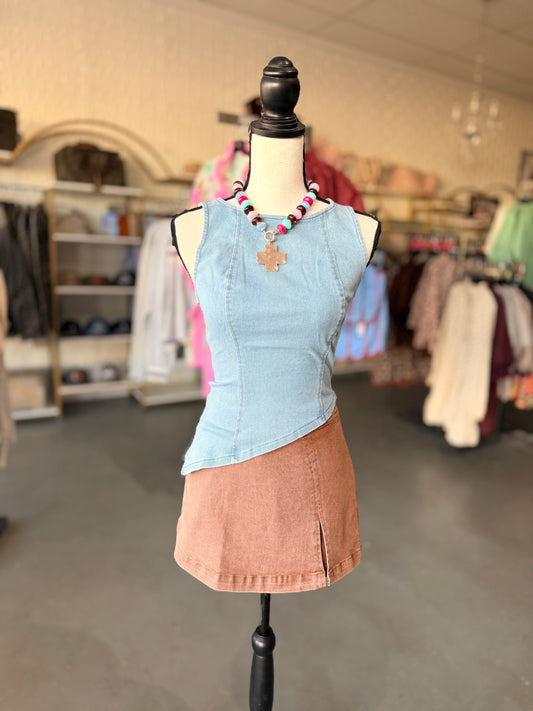 Asymmetrical Denim Top