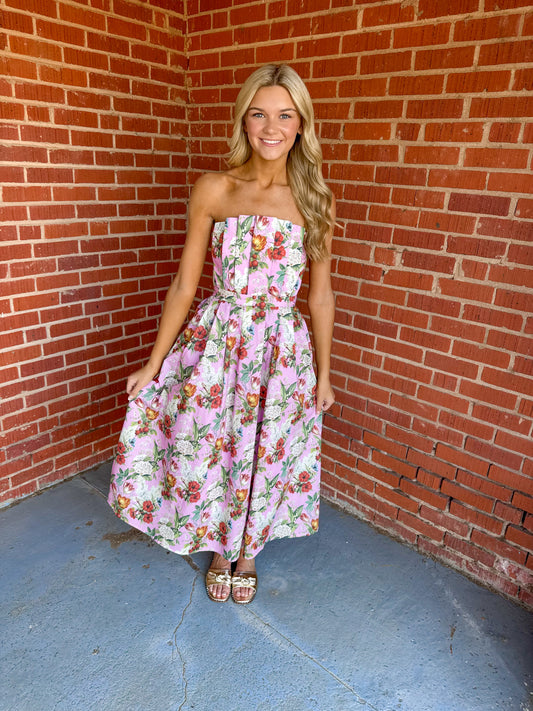 Blushing Bloom Midi Dress