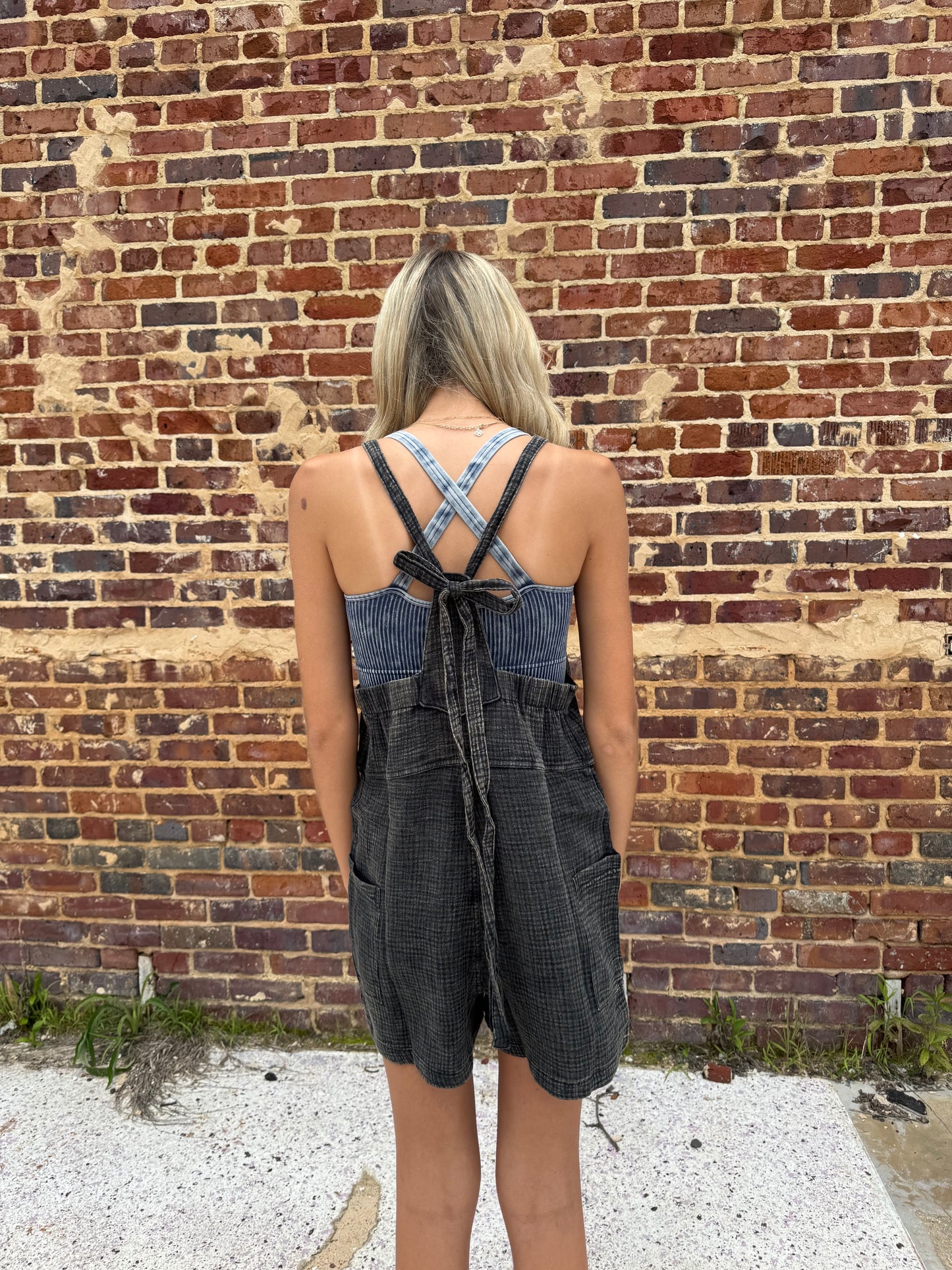 Washed Black Romper
