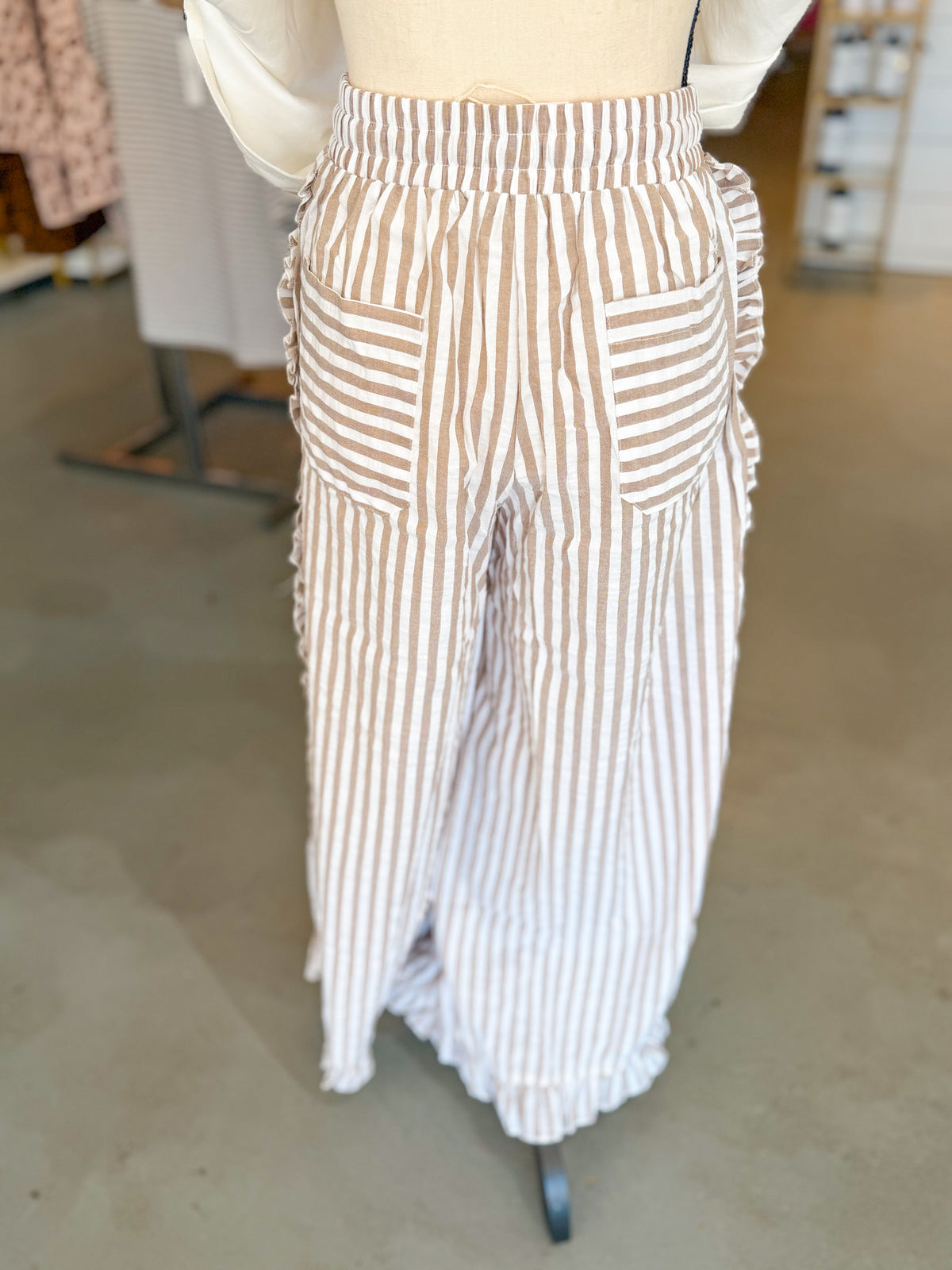 Breezy Stripe Ruffle Pants