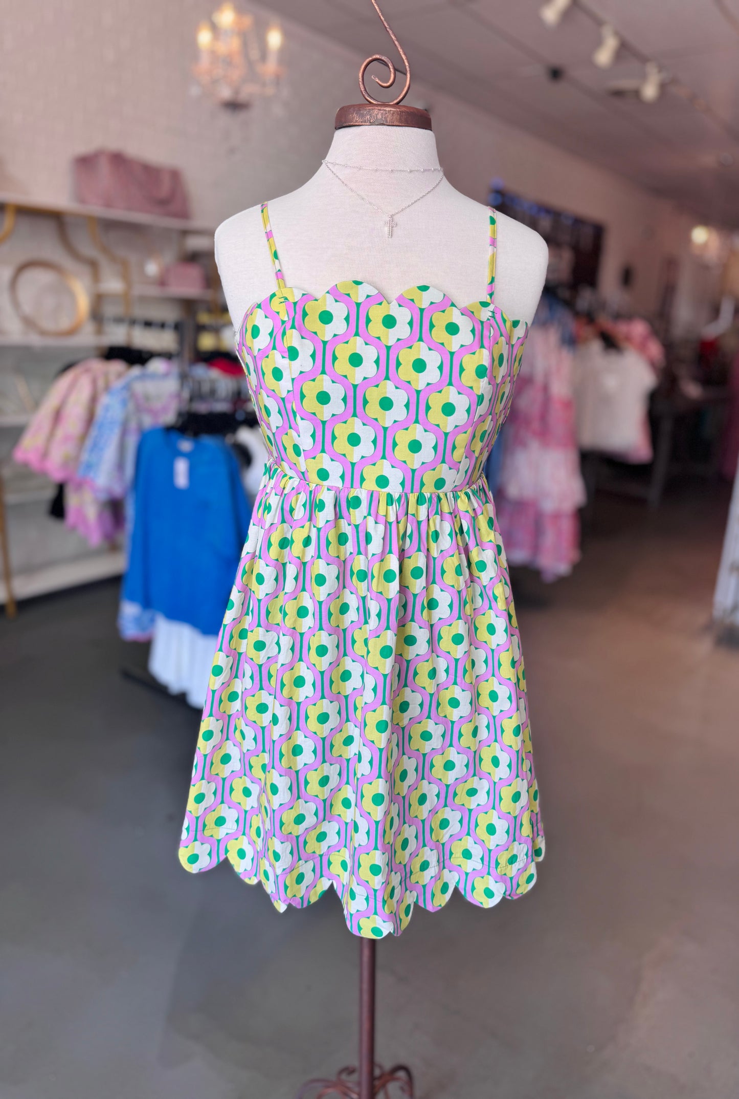 Floral Scallop Mini Dress