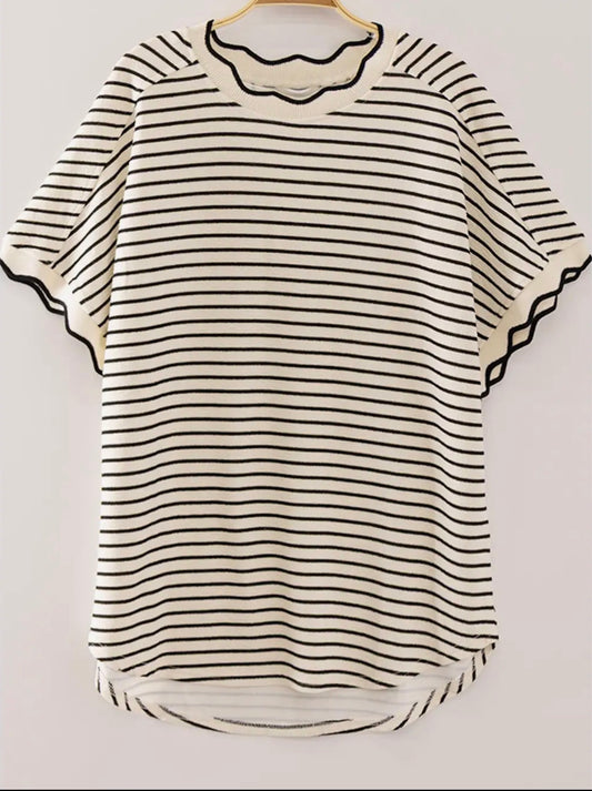 White Scallop Trim Top