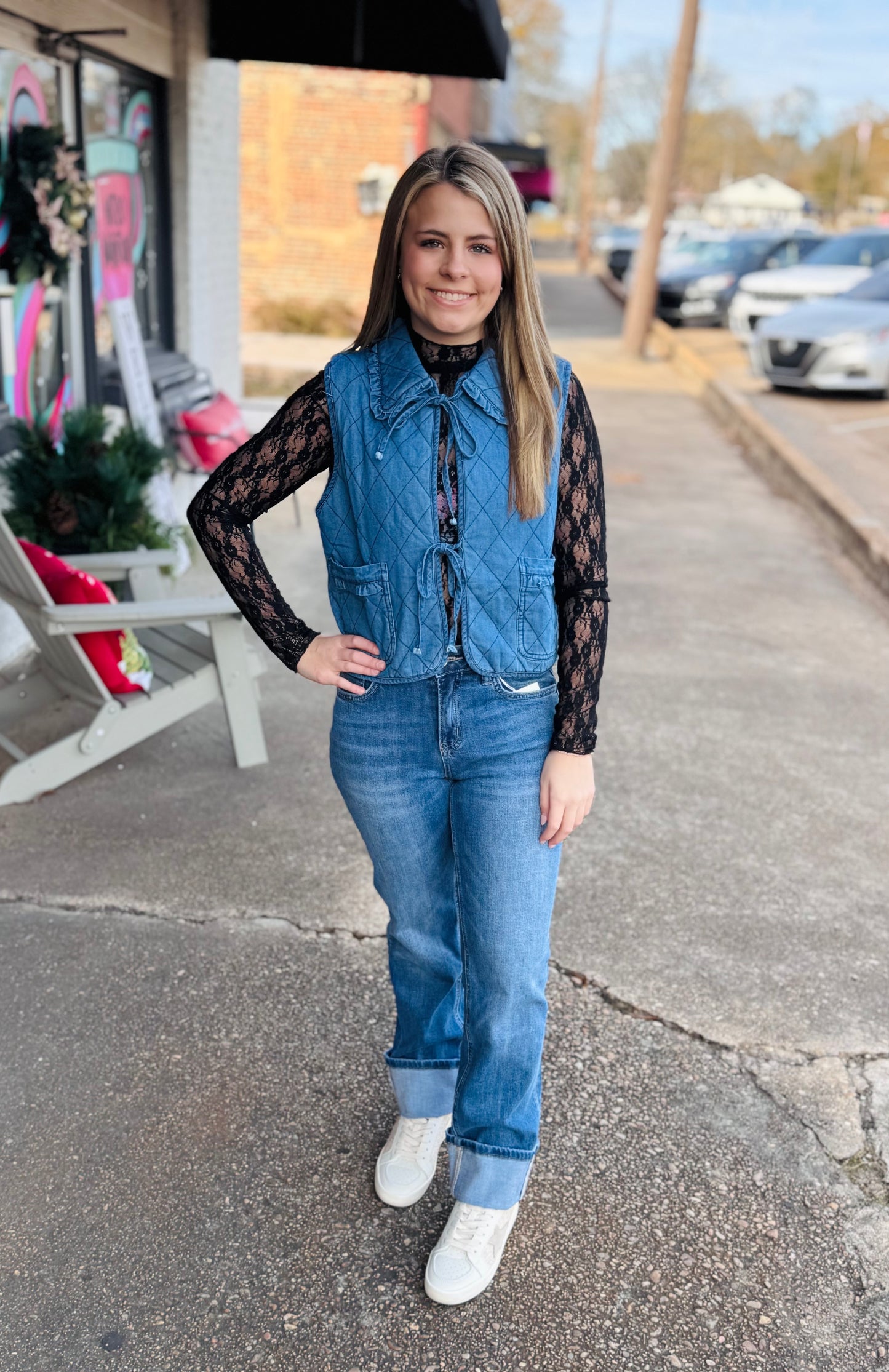 Quilted Denim Vest