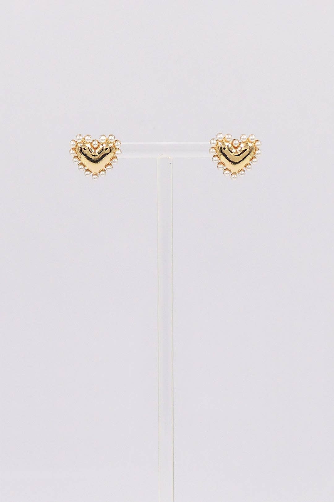 Studded Gold Heart .5" Stud Earring