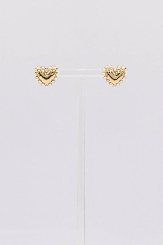 Studded Gold Heart .5" Stud Earring