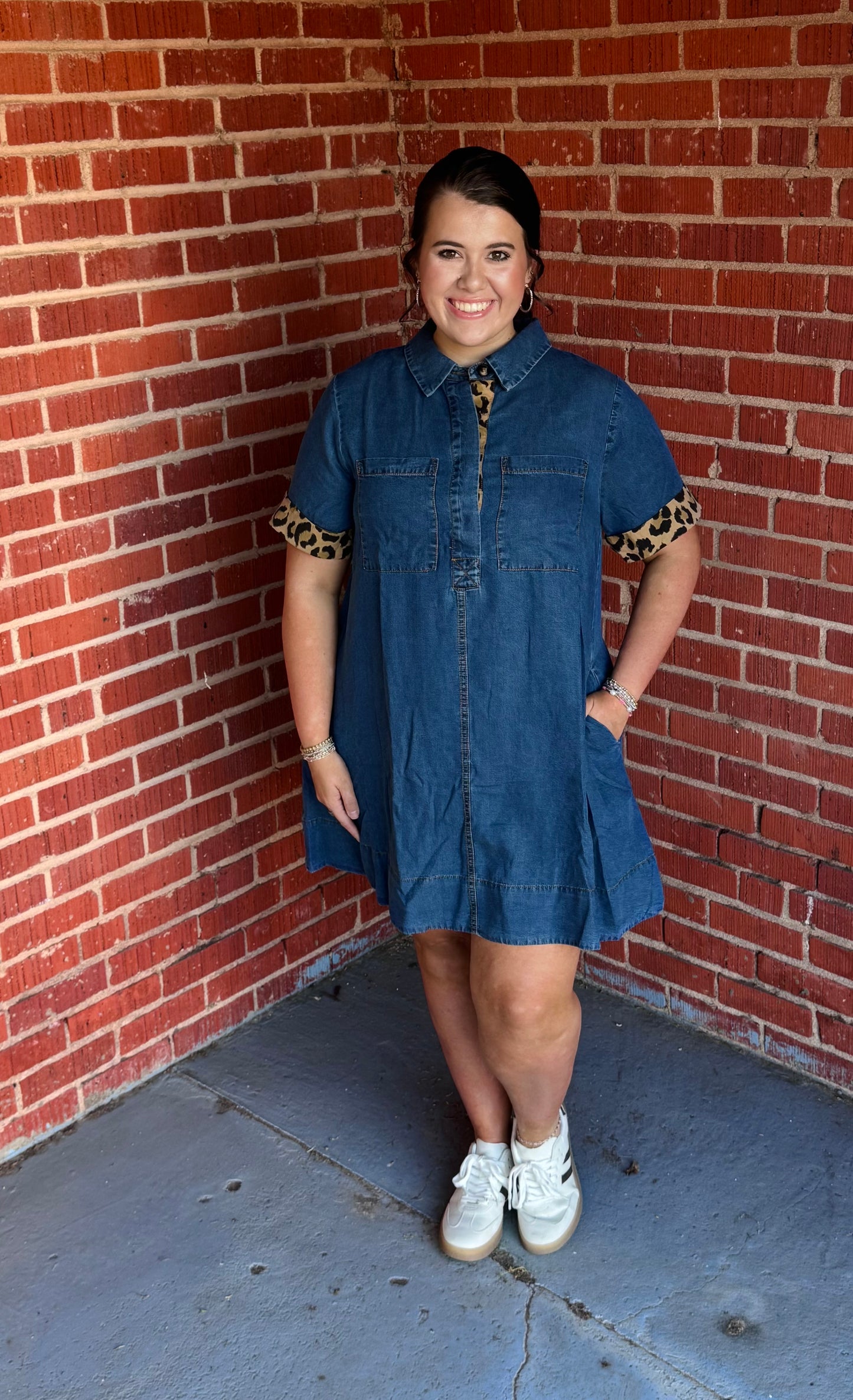 Denim Leopard Dress