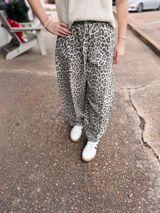 Leopard Barrel Pants
