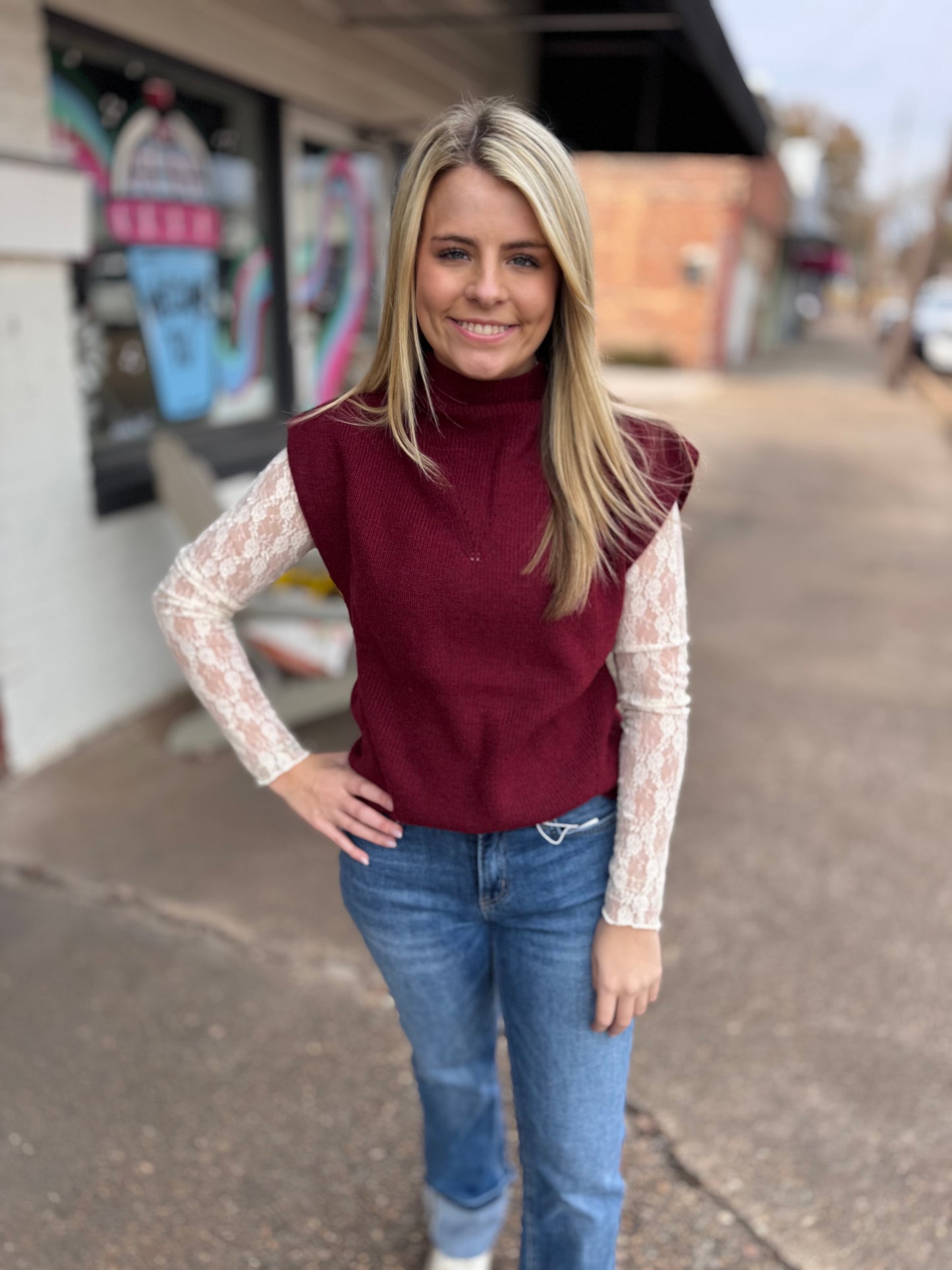 Lace Knit Top (Multiple Colors)